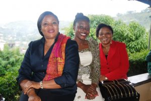 L-R: Mme Emilia Chindo,Comfort Mussa and Justice Florence Awasom IVLP Alumni & facilitators at the luncheon discussion